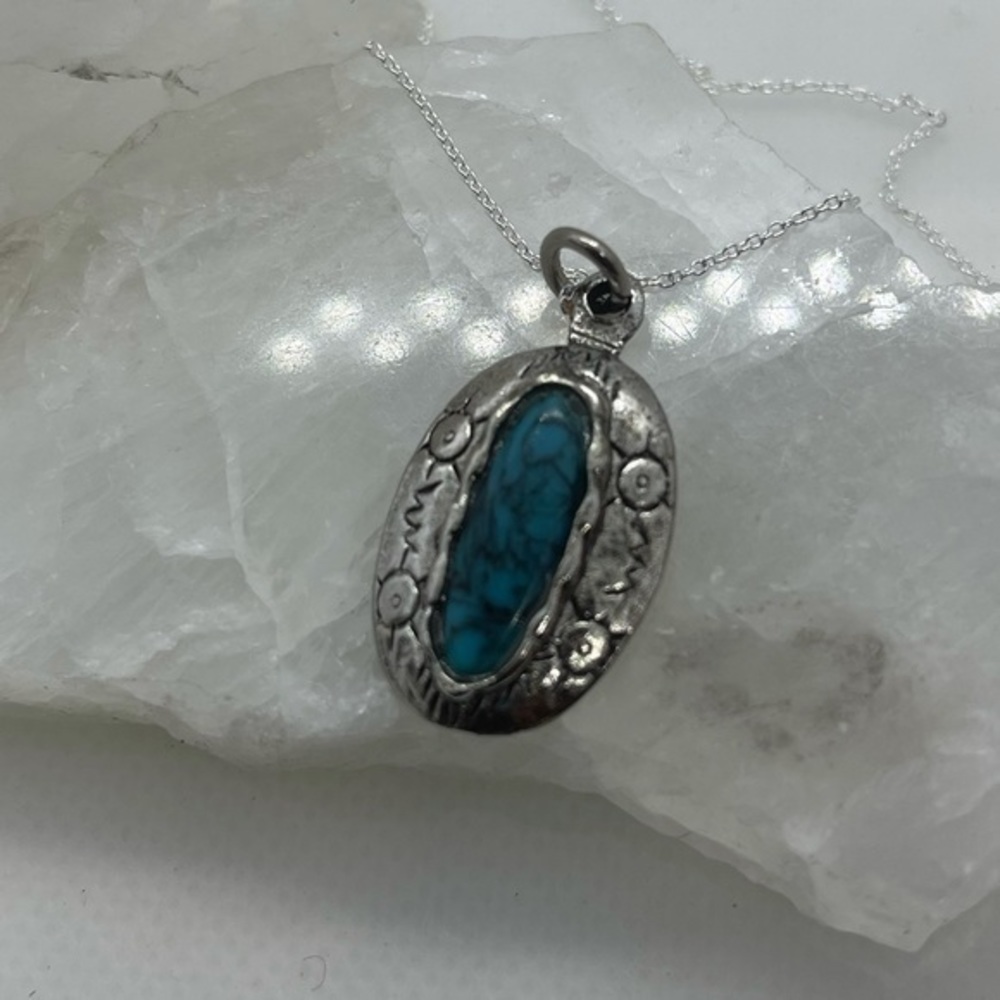Faux Turquoise & Sterling Silver Chain